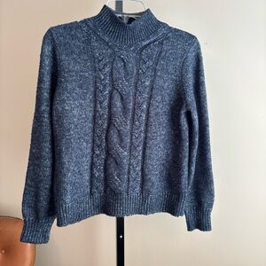 Banana Republic Blue Cable Knit Pullover Turtleneck Sweater